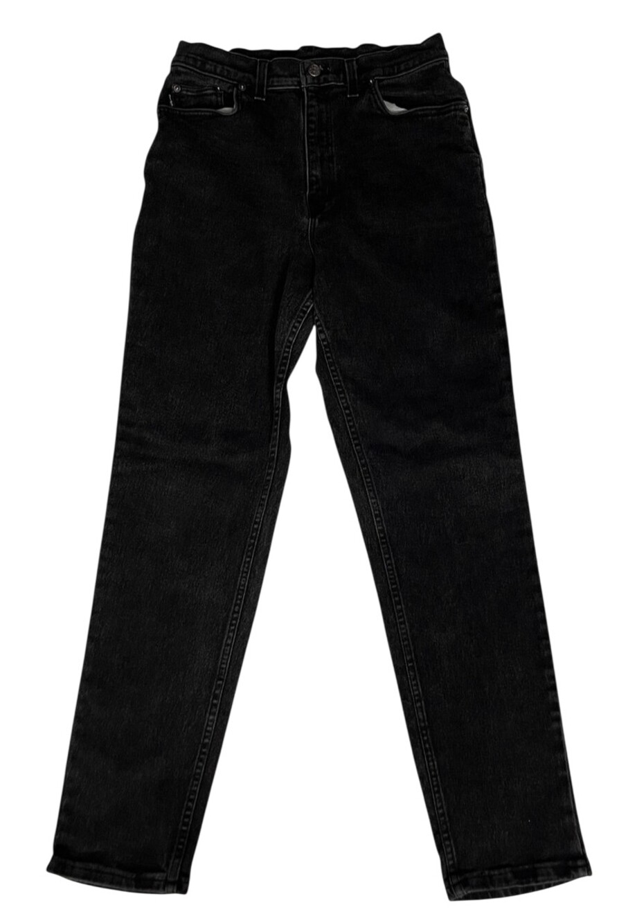 VTG CHIC Jeans Womens 14 Black High Rise Tapered Stretch USA Made 90s (29x30.5)